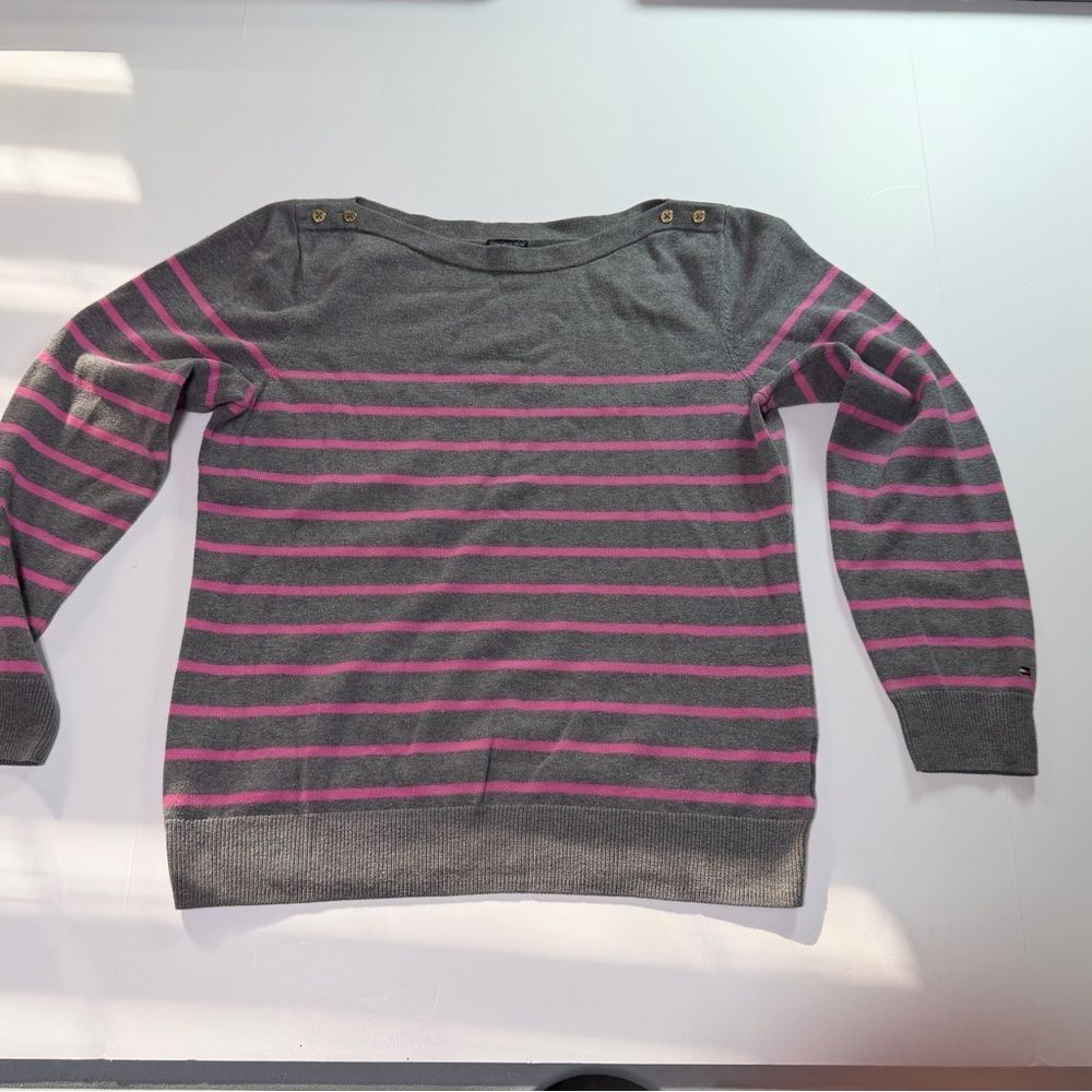 Tommy-hilfiger Women's striped sweater pima cotton boxy